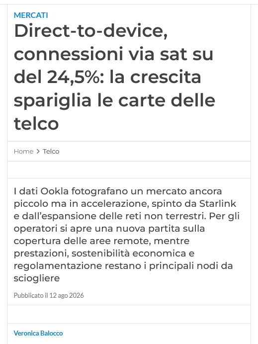 Direct-to-device, connessioni via sat su del 24,5%: la crescita spariglia le carte delle telco
